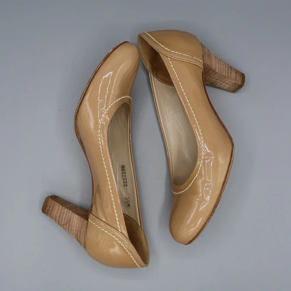 AGL Patent‎ Leather Pumps Womens 35.5 Tan Classic Old Money Career Professional